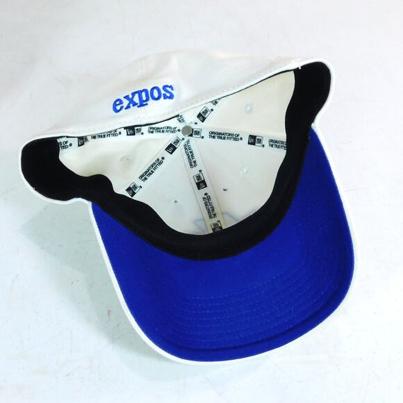 New Era Montreal Expos Flex Fit Hat Size M/L Cream Blue Underbrim MLB - Picture 6 of 7
